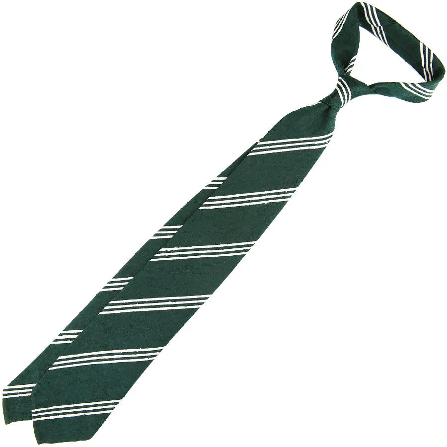 Triple Bar Shantung Silk Tie - Forest - Hand-Rolled