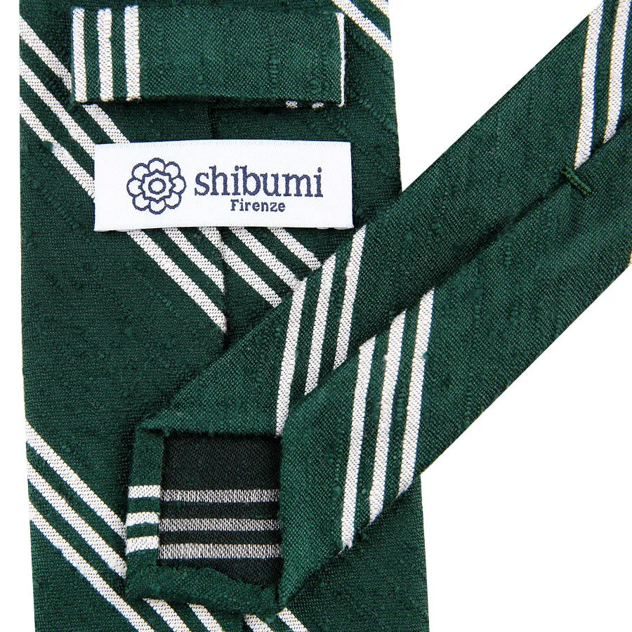 Triple Bar Shantung Silk Tie - Forest - Hand-Rolled