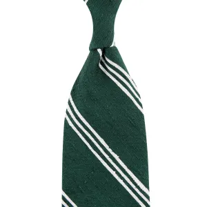 Triple Bar Shantung Silk Tie - Forest - Hand-Rolled