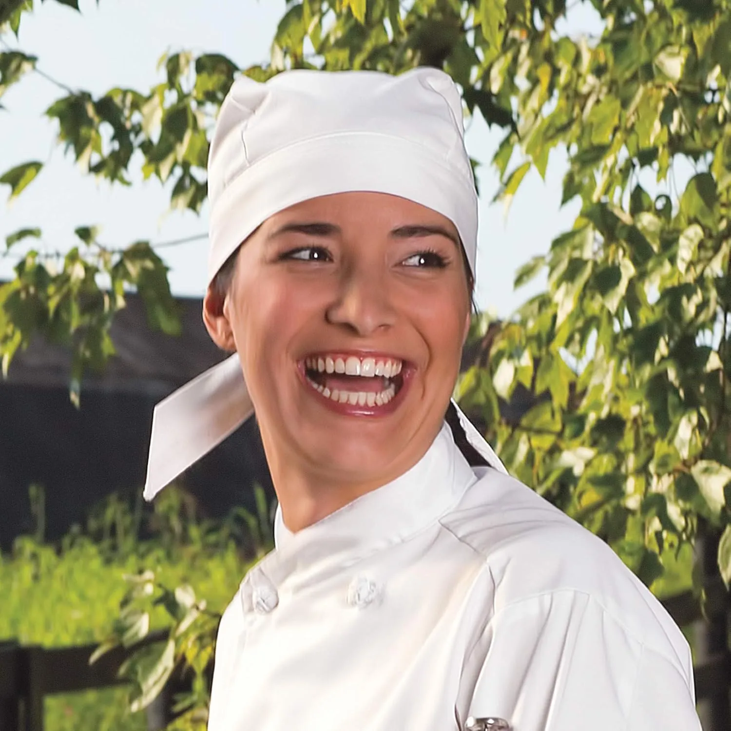 Uncommon Threads Elastic Back Skull Cap Chef Hat with Ties