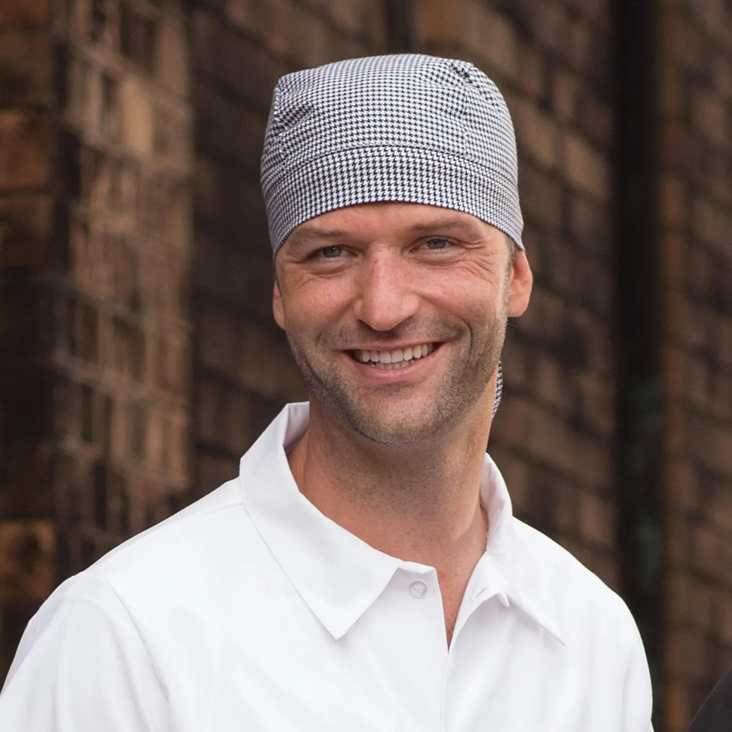 Uncommon Threads Elastic Back Skull Cap Chef Hat with Ties