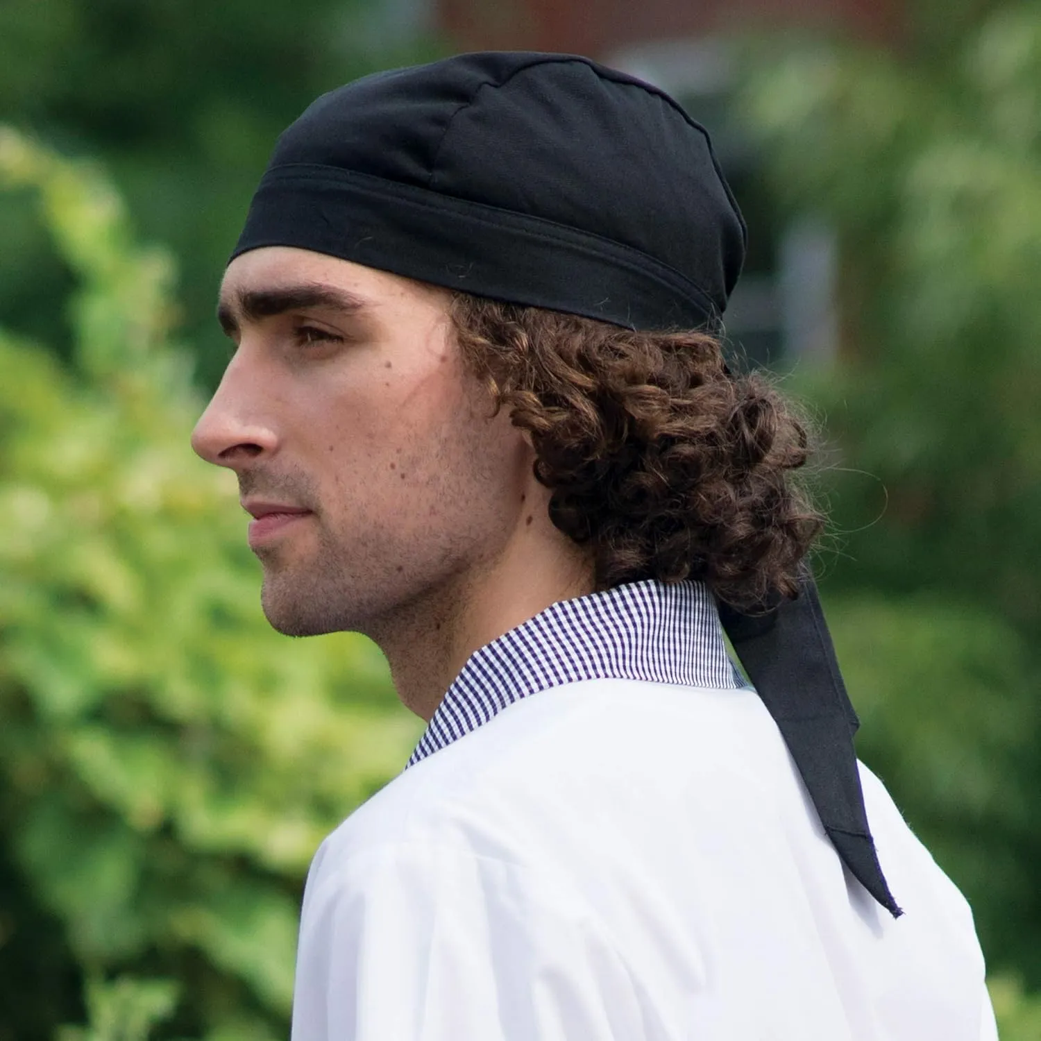 Uncommon Threads Elastic Back Skull Cap Chef Hat with Ties
