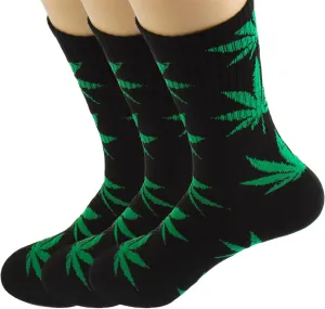 UTTPLL Winter Socks for Men Women Marijuana Weed Leaf Printed Cotton Crew Boot Scoks Maple Leaf Athletic Hiking Socks