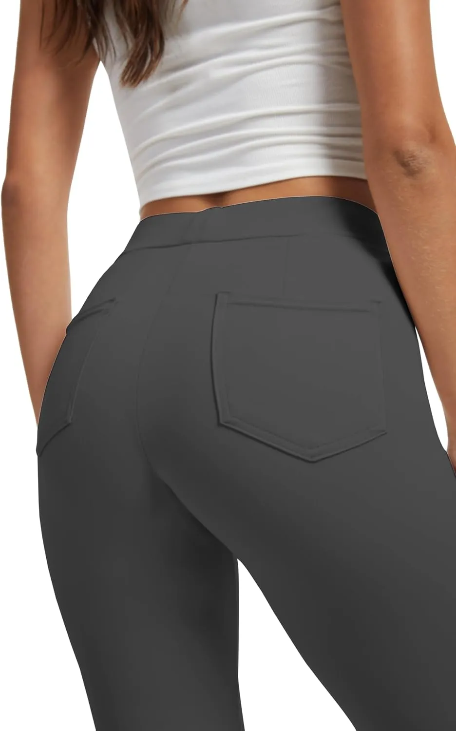 VIMPEP Womens Soft Feeling Straight Yoga Pants Pull On Tuck Line Stretchy Dress Pants for Business Casual Petite/Regular 106