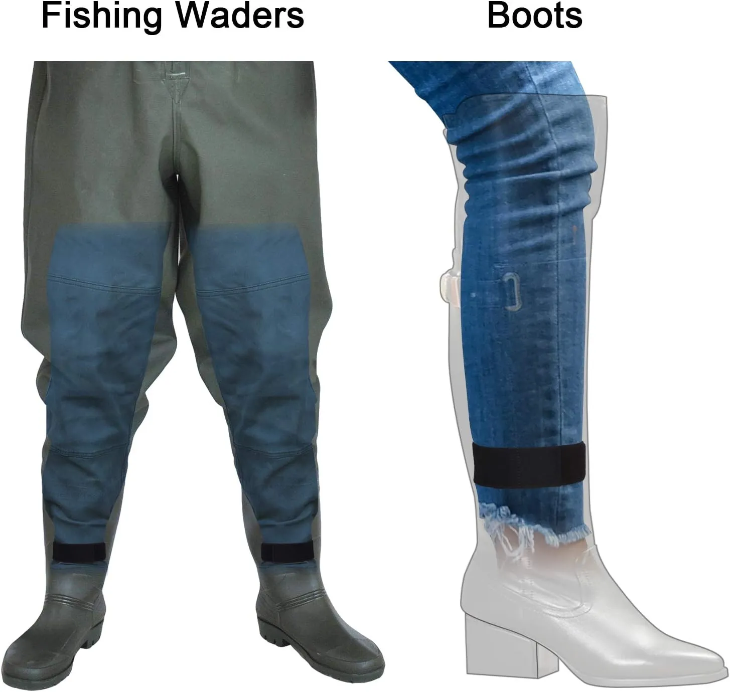 Wisdompro Ankle Strap, 1 Pair Polyester Blousing Garters Trousers Boots Blouses Strap with Hook and Loop for Waders, Fly, Fishing, Hunting, Hiking, Cycling, Gardening, Military Uniforms