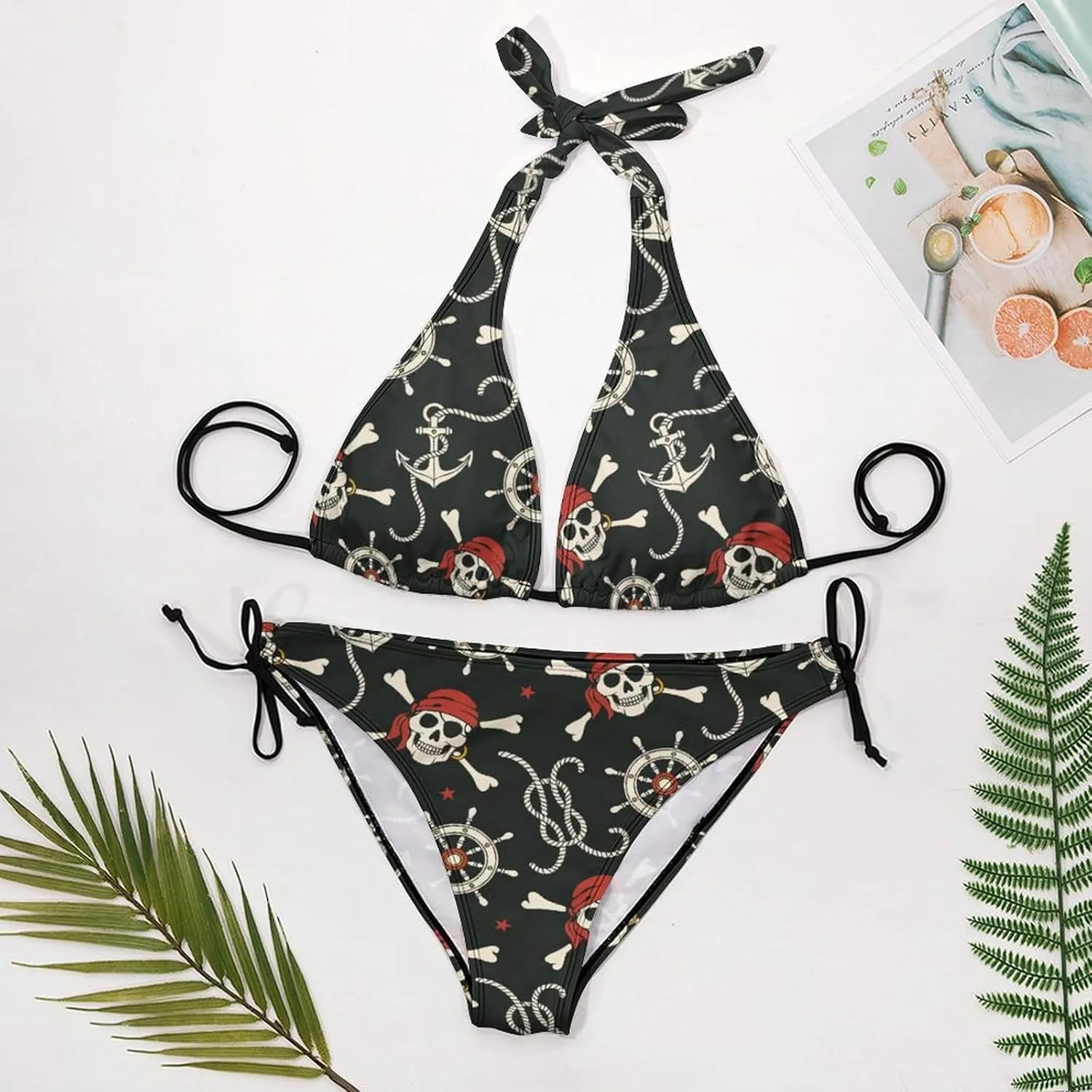 Womens 2 Piece Swimsuits Halter String Bikini Sets, Low Waisted Bathing Suits Sexy Triangle Tie Side Swimwear