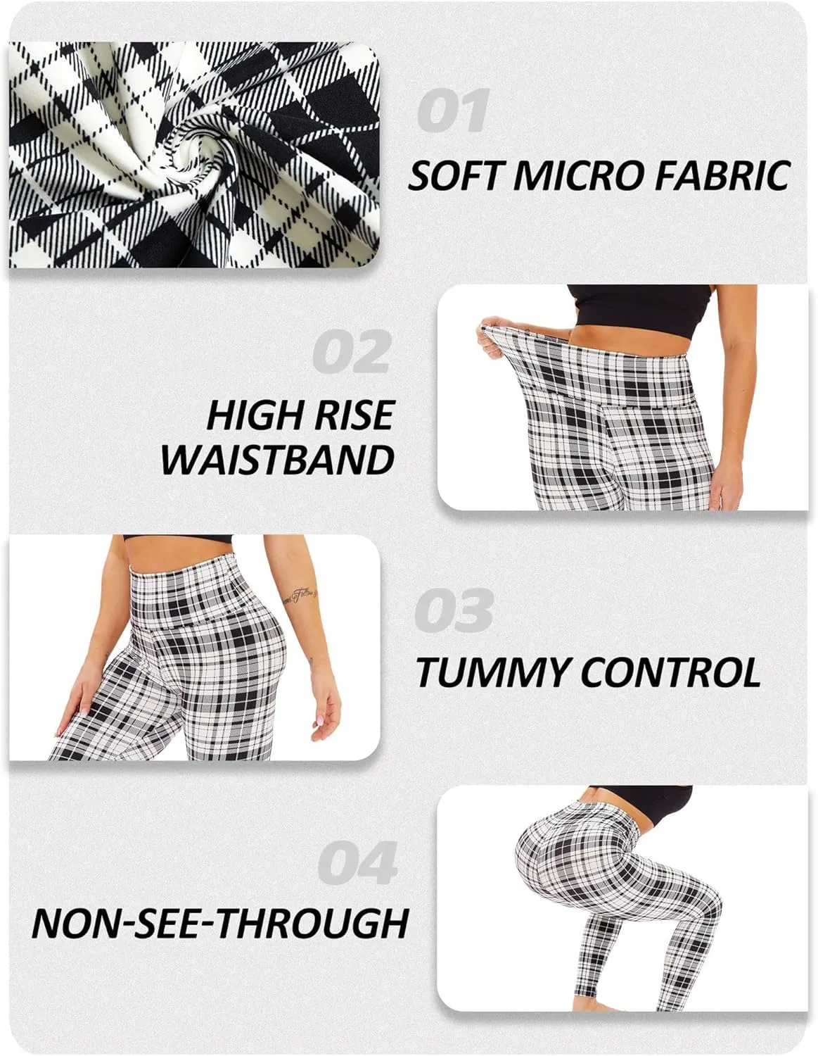 ZOOSIXX High Waisted Leggings for Women - Tummy Control Soft Opaque Printed Pants with Camo, Leopard for Workout Skating